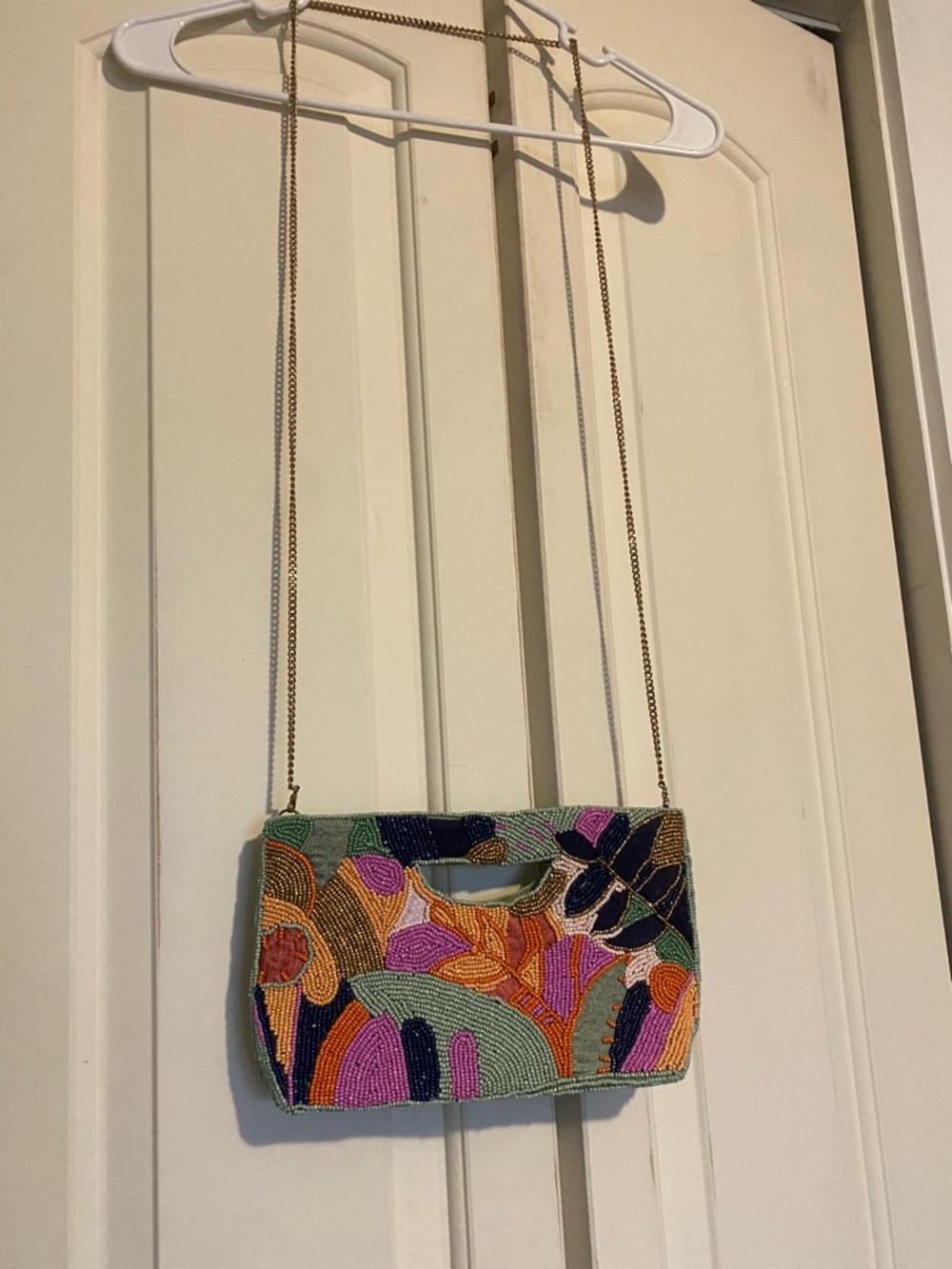 Beaded Multicolor Mosaic Crossbody Clutch